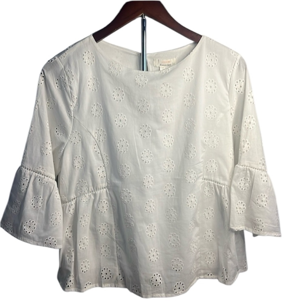 ❤️Urban Romantics Boho Eyelet Top Size L white